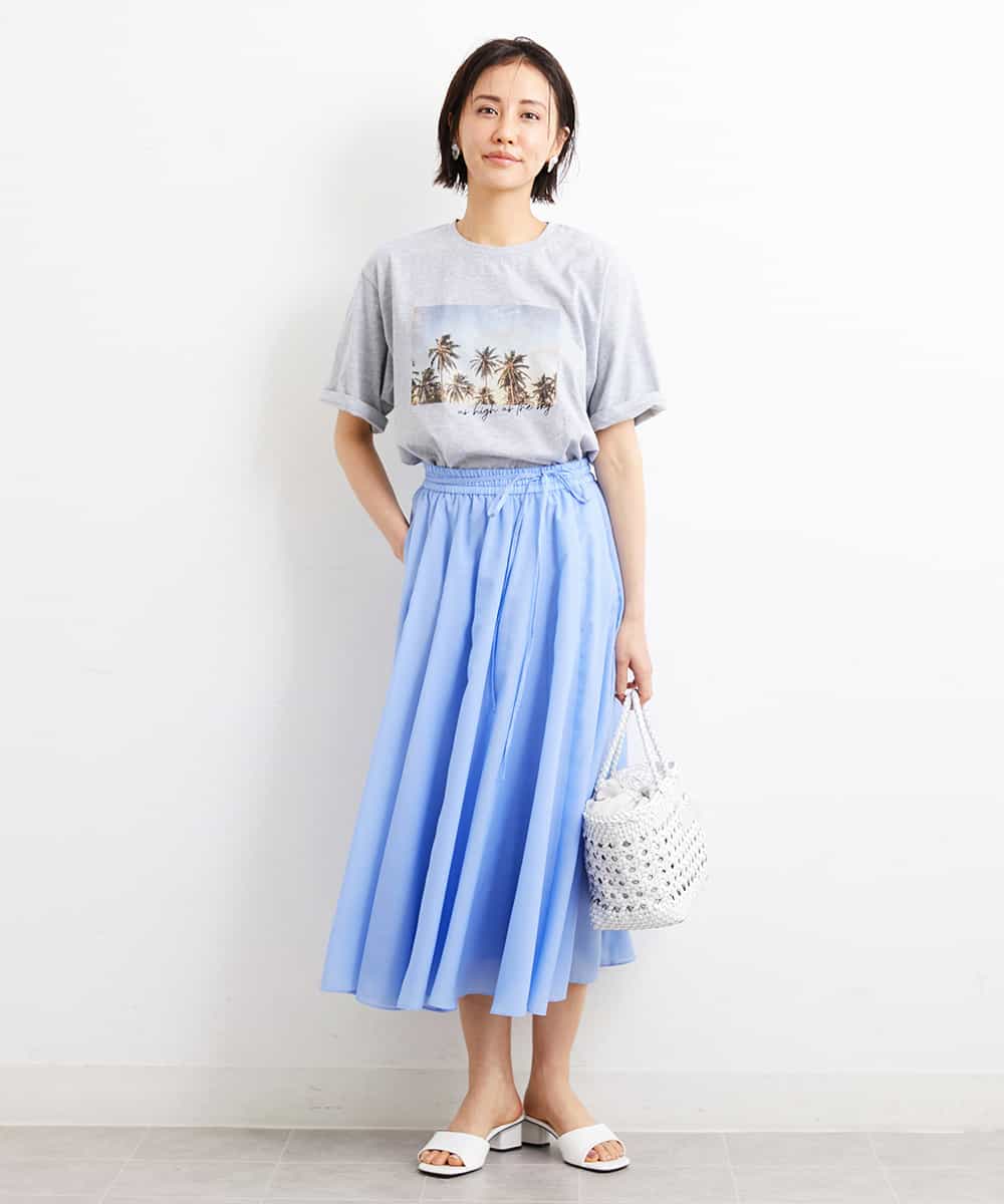 FMKGS23120 MICHEL KLEIN(ミッシェルクラン) パームツリーフォトプリントTシャツ ホワイト(90)
