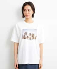 FMKGS23120 MICHEL KLEIN(ミッシェルクラン) パームツリーフォトプリントTシャツ ホワイト(90)