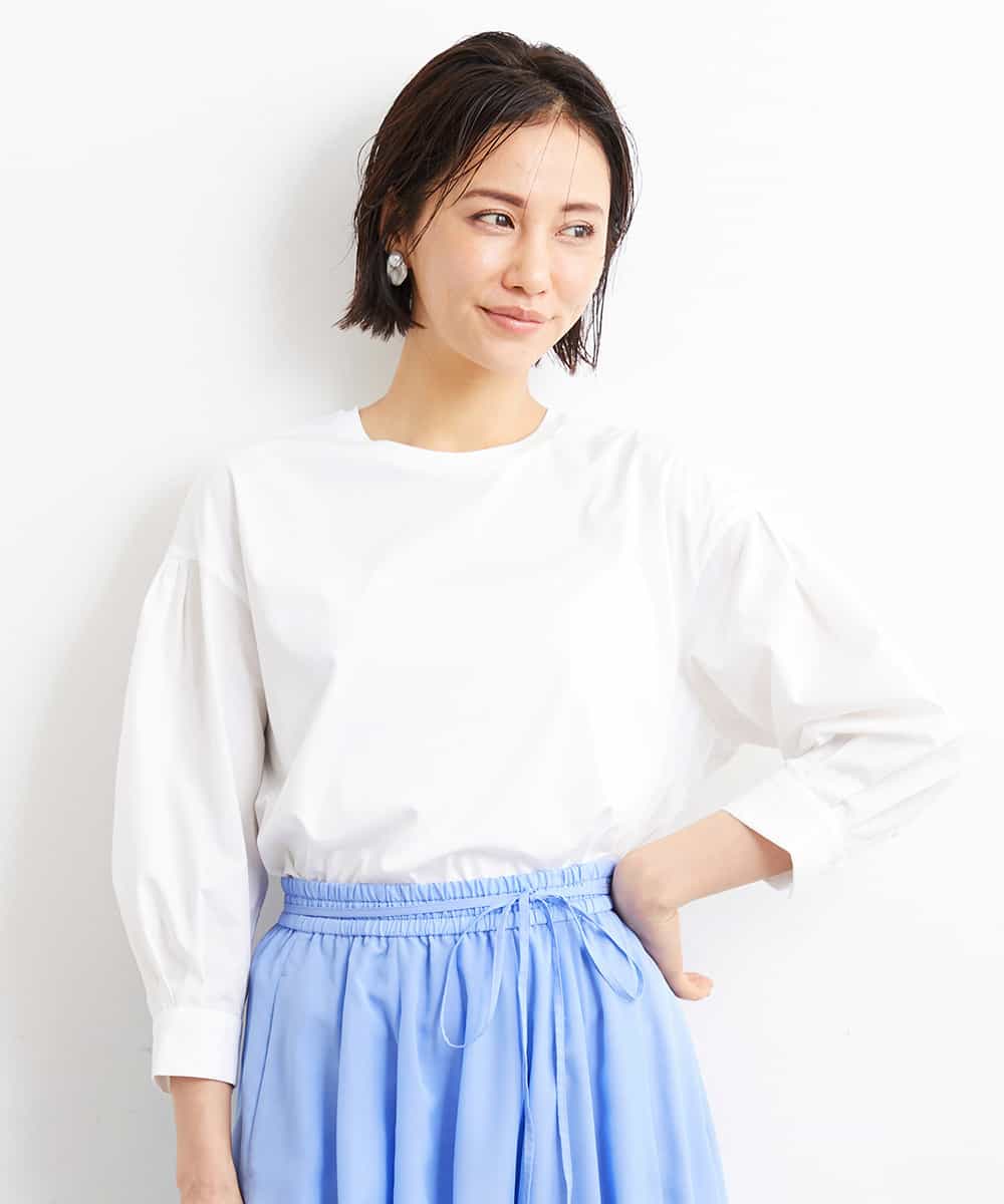 FMKGS25190 MICHEL KLEIN(ミッシェルクラン) [1枚着におすすめ／メディア着用]パフスリーブドッキングカットソー ホワイト(90)