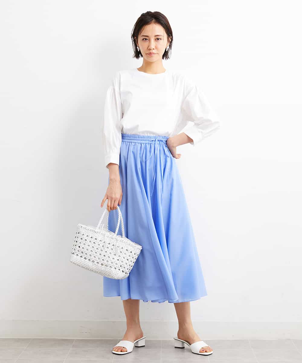 FMKGS25190 MICHEL KLEIN(ミッシェルクラン) [1枚着におすすめ／メディア着用]パフスリーブドッキングカットソー ホワイト(90)