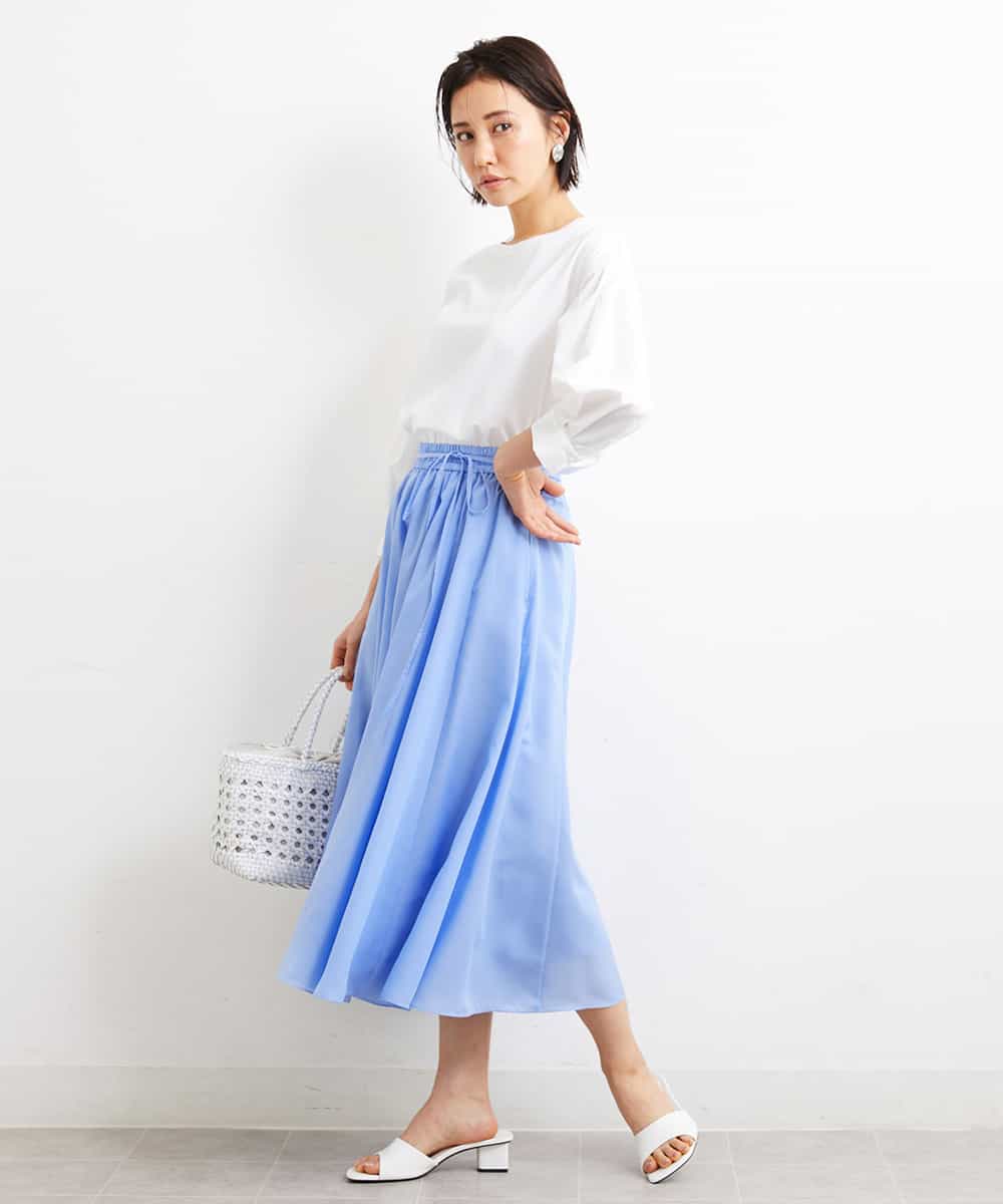 FMKGS25190 MICHEL KLEIN(ミッシェルクラン) [1枚着におすすめ／メディア着用]パフスリーブドッキングカットソー ホワイト(90)