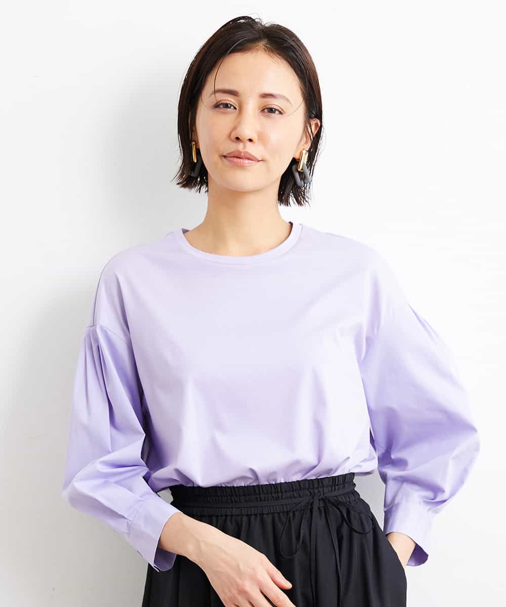 FMKGS25190 MICHEL KLEIN(ミッシェルクラン) [1枚着におすすめ／メディア着用]パフスリーブドッキングカットソー ホワイト(90)