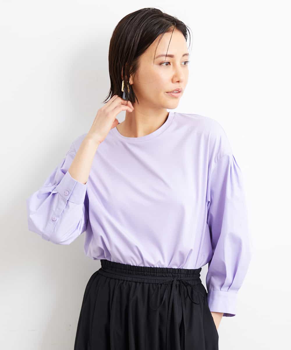 FMKGS25190 MICHEL KLEIN(ミッシェルクラン) [1枚着におすすめ／メディア着用]パフスリーブドッキングカットソー ホワイト(90)