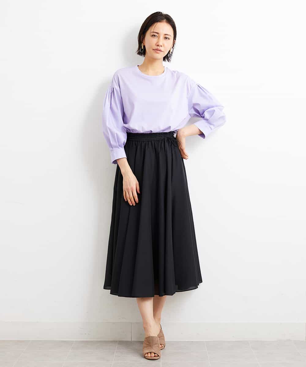 FMKGS25190 MICHEL KLEIN(ミッシェルクラン) [1枚着におすすめ／メディア着用]パフスリーブドッキングカットソー ホワイト(90)