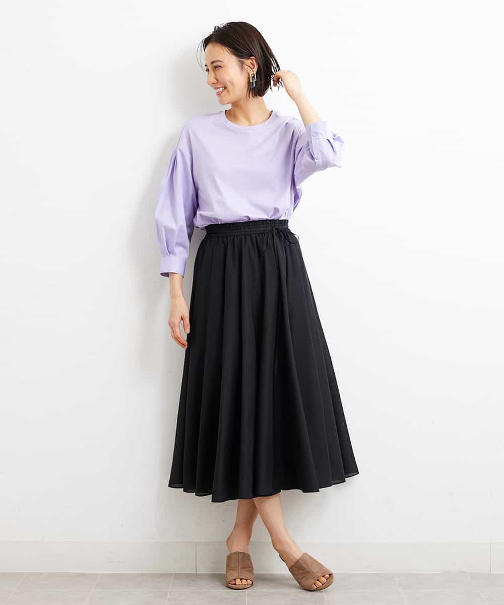 FMKGS25190 MICHEL KLEIN(ミッシェルクラン) [1枚着におすすめ／メディア着用]パフスリーブドッキングカットソー ホワイト(90)