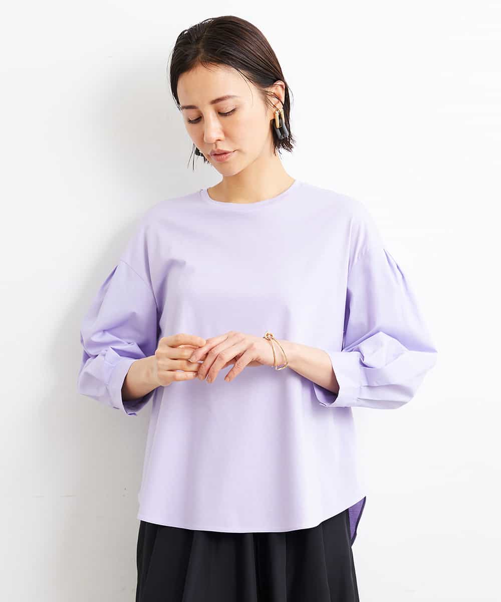 FMKGS25190 MICHEL KLEIN(ミッシェルクラン) [1枚着におすすめ／メディア着用]パフスリーブドッキングカットソー ホワイト(90)