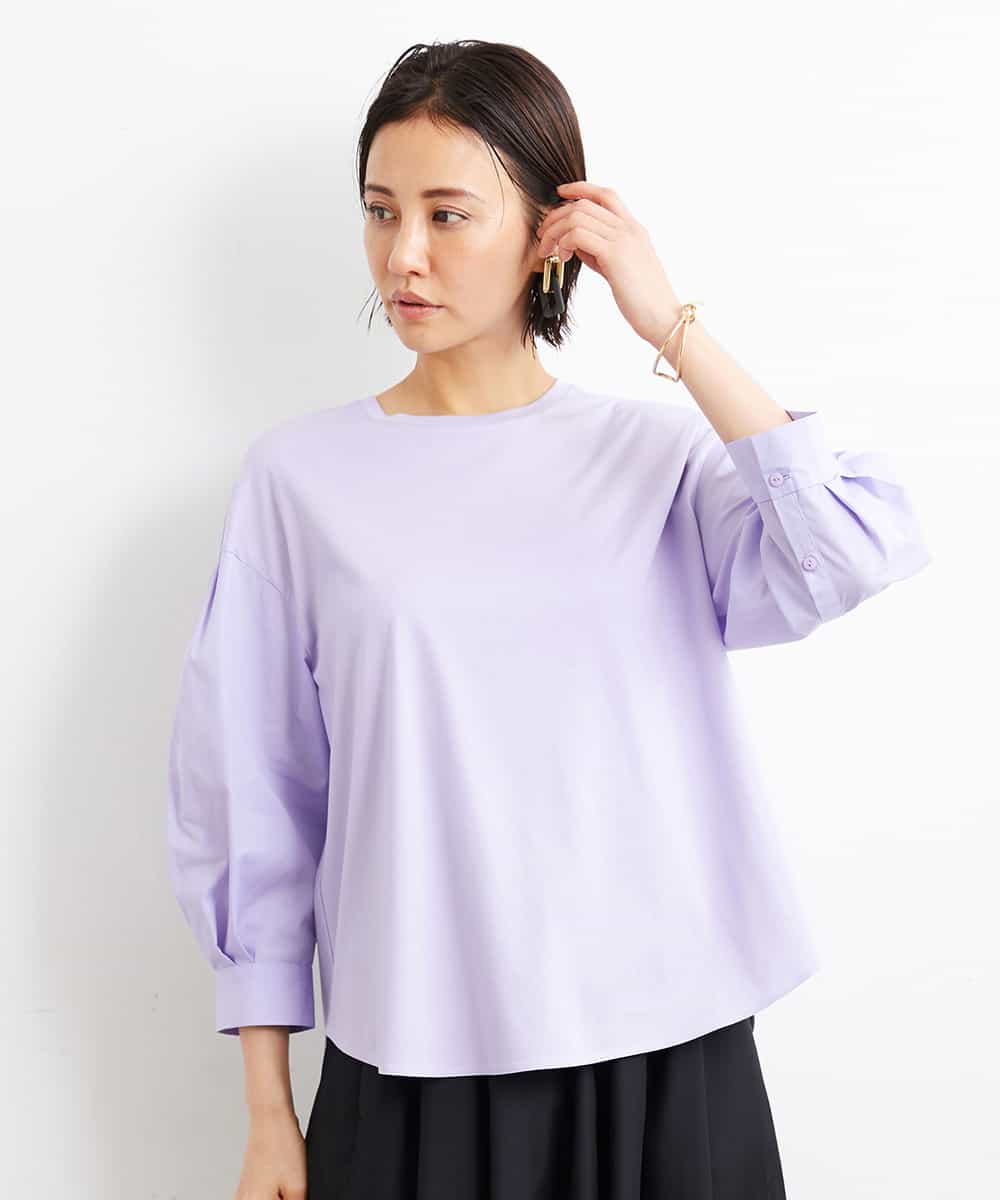 FMKGS25190 MICHEL KLEIN(ミッシェルクラン) [1枚着におすすめ／メディア着用]パフスリーブドッキングカットソー ホワイト(90)