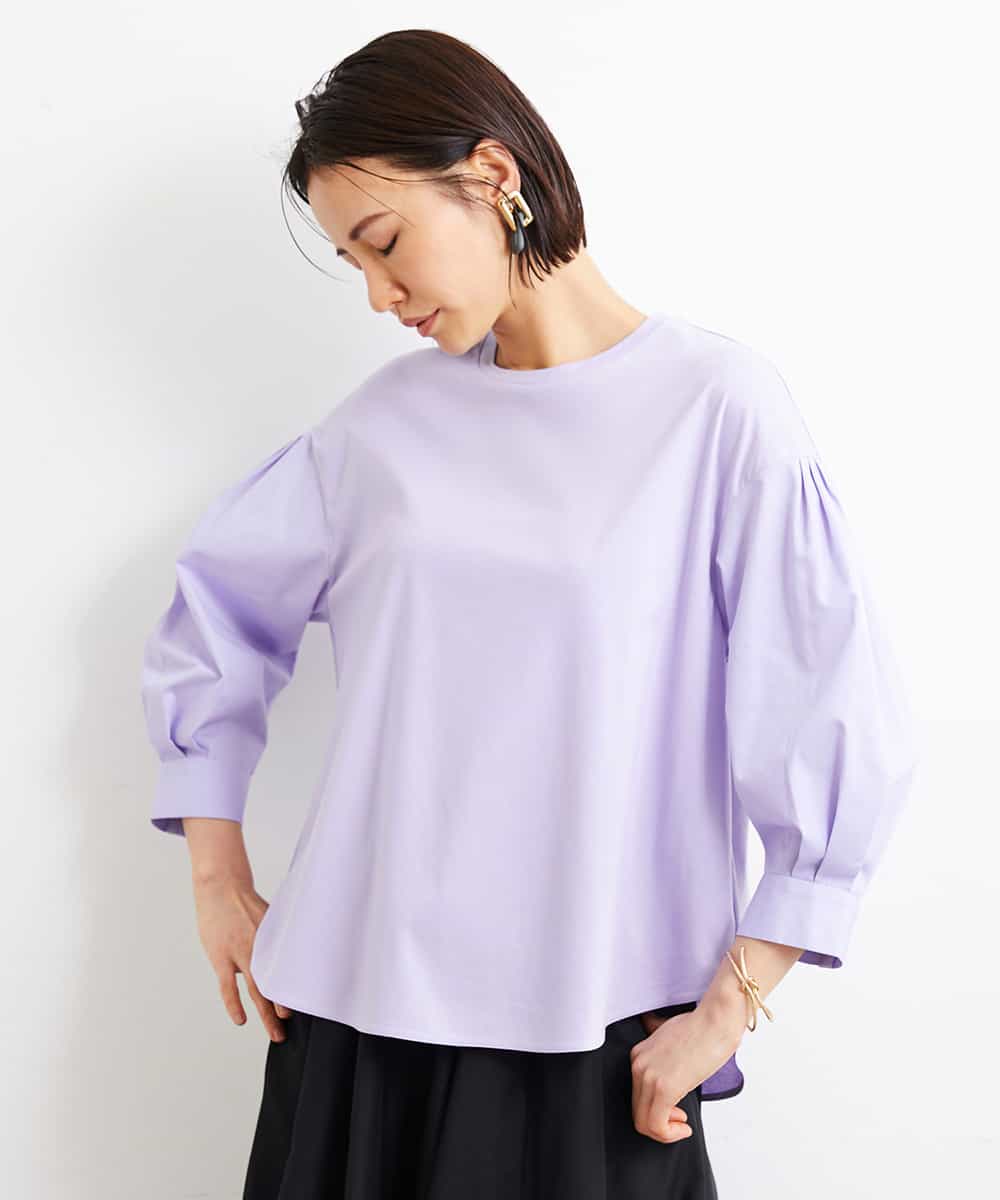 FMKGS25190 MICHEL KLEIN(ミッシェルクラン) [1枚着におすすめ／メディア着用]パフスリーブドッキングカットソー ホワイト(90)
