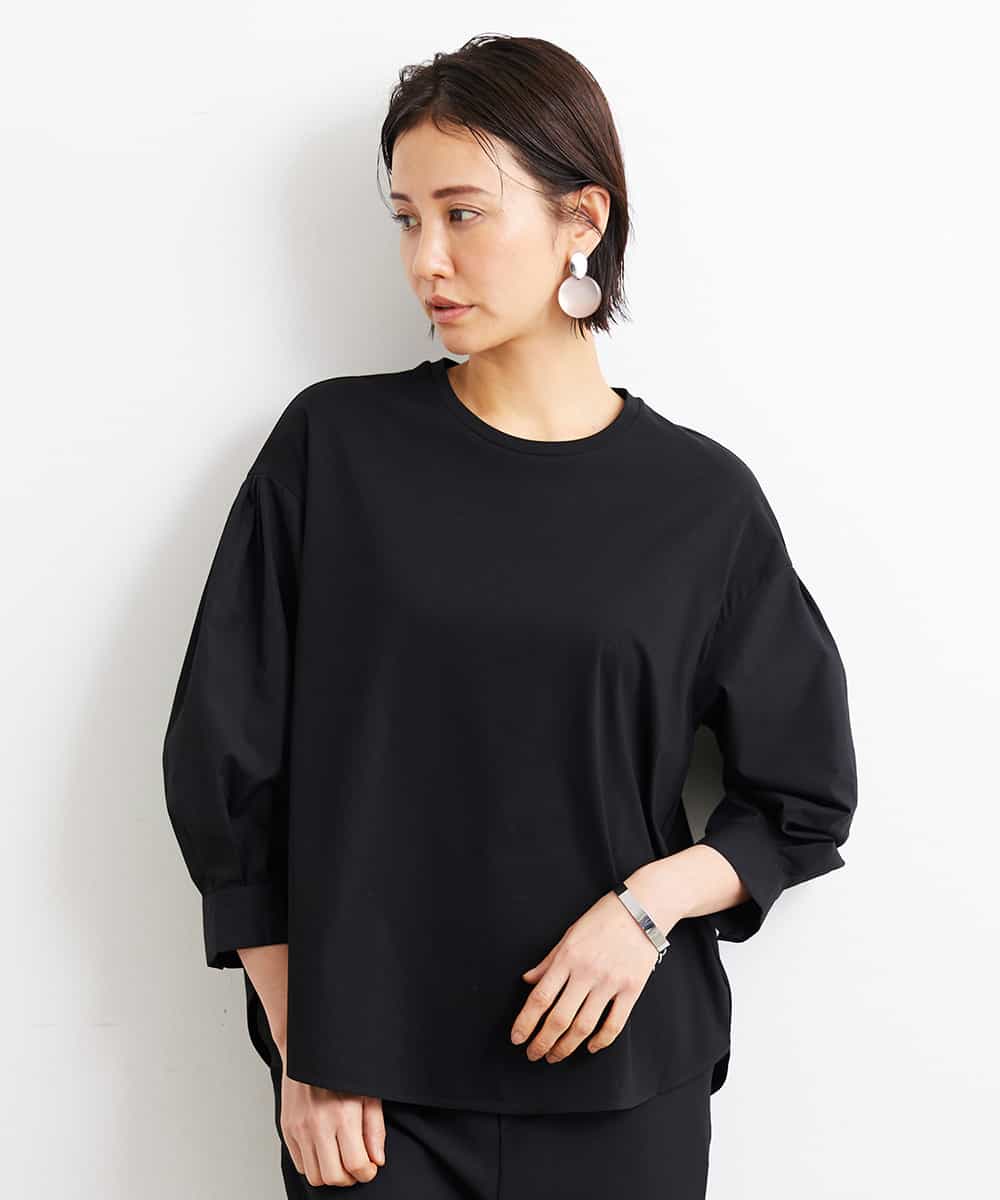FMKGS25190 MICHEL KLEIN(ミッシェルクラン) [1枚着におすすめ／メディア着用]パフスリーブドッキングカットソー ホワイト(90)