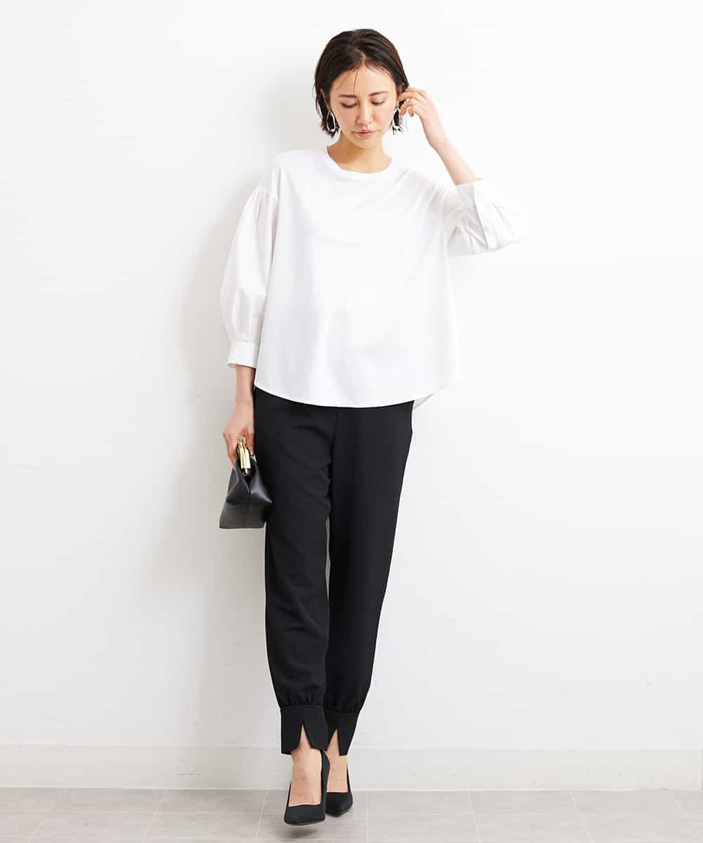 FMKGS25190 MICHEL KLEIN(ミッシェルクラン) [1枚着におすすめ／メディア着用]パフスリーブドッキングカットソー ホワイト(90)