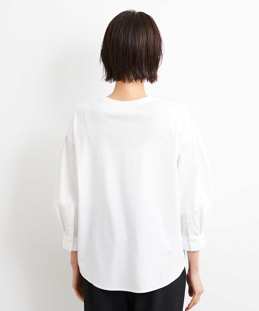 FMKGS25190 MICHEL KLEIN(ミッシェルクラン) [1枚着におすすめ／メディア着用]パフスリーブドッキングカットソー ホワイト(90)