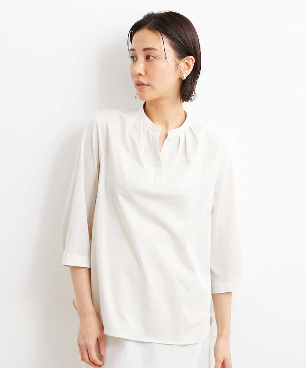 FMKGS26200 MICHEL KLEIN(ミッシェルクラン) [インナーにおすすめ]スタンドカラーカットソー グレージュ(91)