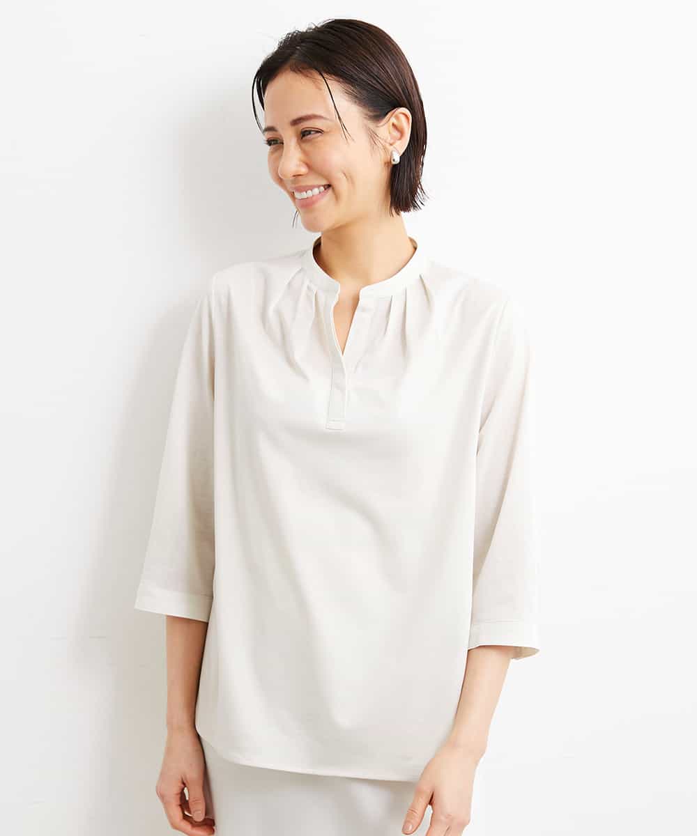 FMKGS26200 MICHEL KLEIN(ミッシェルクラン) [インナーにおすすめ]スタンドカラーカットソー グレージュ(91)