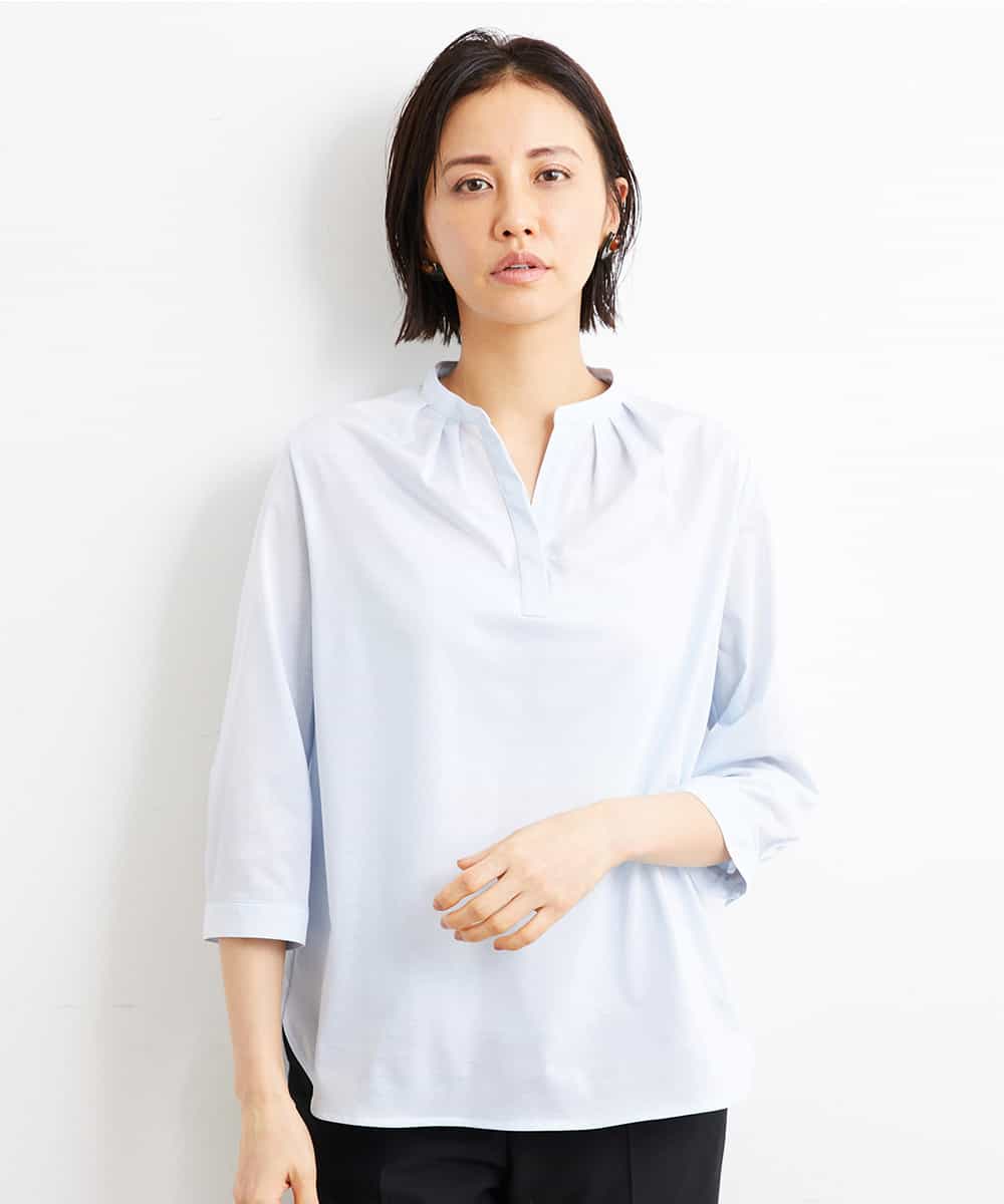 FMKGS26200 MICHEL KLEIN(ミッシェルクラン) [インナーにおすすめ]スタンドカラーカットソー グレージュ(91)