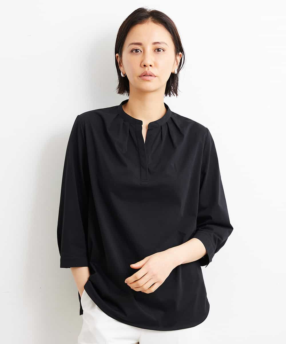 FMKGS26200 MICHEL KLEIN(ミッシェルクラン) [インナーにおすすめ]スタンドカラーカットソー ブラック(94)