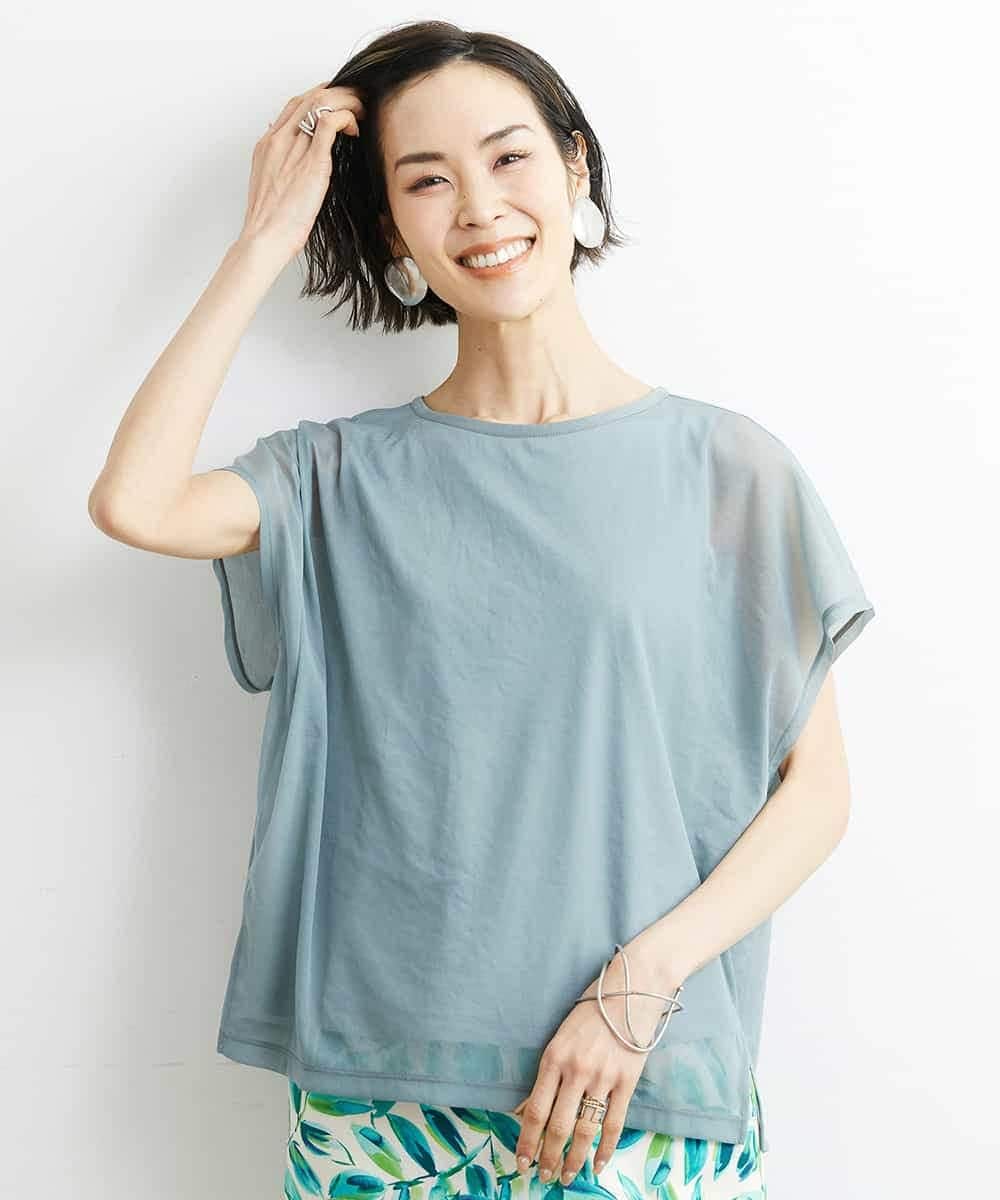 夏の1枚着におすすめ]フレンチスリーブシアーカットソー(カットソー・T