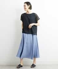 FMKGS28170 MICHEL KLEIN(ミッシェルクラン) [夏の1枚着におすすめ]フレンチスリーブシアーカットソー ライトグリーン(43)