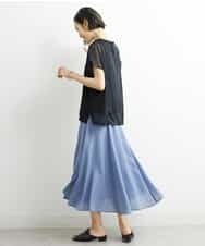 FMKGS28170 MICHEL KLEIN(ミッシェルクラン) [夏の1枚着におすすめ]フレンチスリーブシアーカットソー ライトグリーン(43)