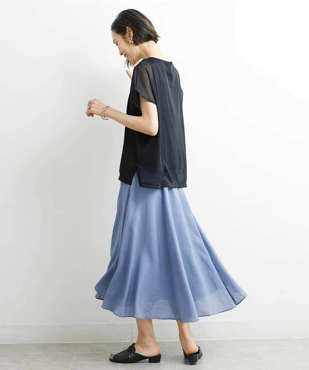 FMKGS28170 MICHEL KLEIN(ミッシェルクラン) [夏の1枚着におすすめ]フレンチスリーブシアーカットソー ライトグリーン(43)