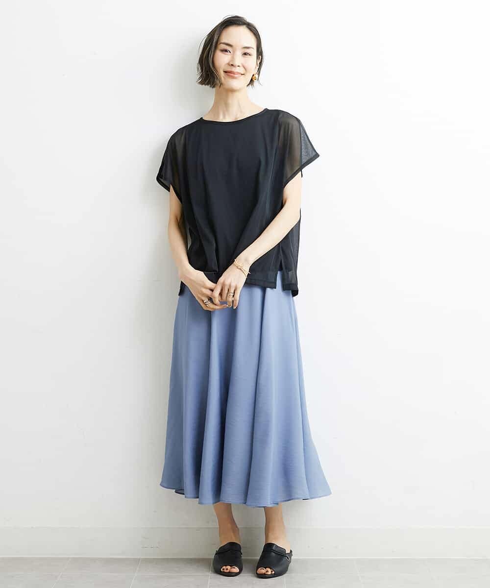 FMKGS28170 MICHEL KLEIN(ミッシェルクラン) [夏の1枚着におすすめ]フレンチスリーブシアーカットソー ライトグリーン(43)