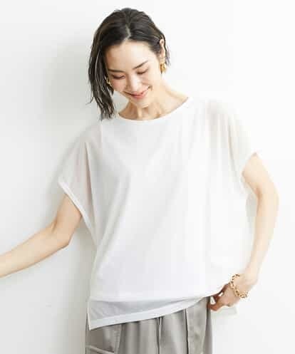 FMKGS28170 MICHEL KLEIN [夏の1枚着におすすめ]フレンチスリーブシアーカットソー