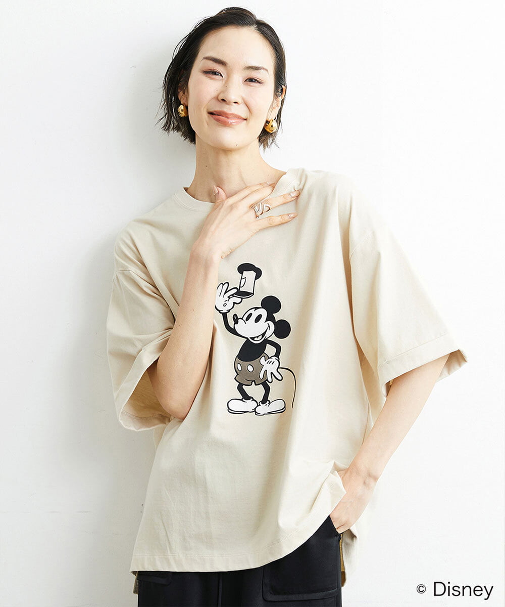 FMKGS66130 MICHEL KLEIN(ミッシェルクラン) 【DISNEY/ディズニー ミッキーマウス】オーバーサイズTシャツ（WEB限定） オフホワイト(81)