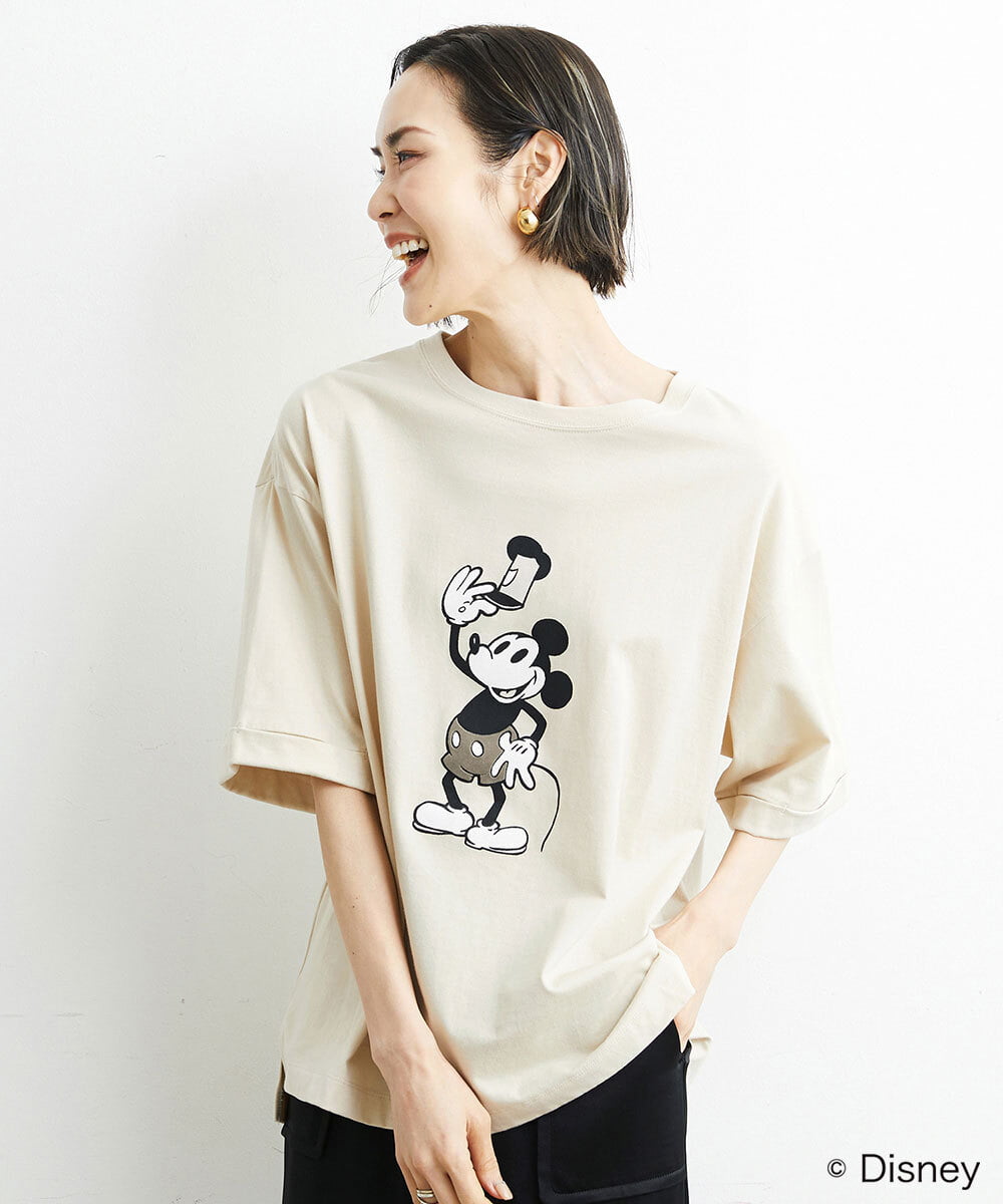 FMKGS66130 MICHEL KLEIN(ミッシェルクラン) 【DISNEY/ディズニー ミッキーマウス】オーバーサイズTシャツ（WEB限定） ホワイト(90)