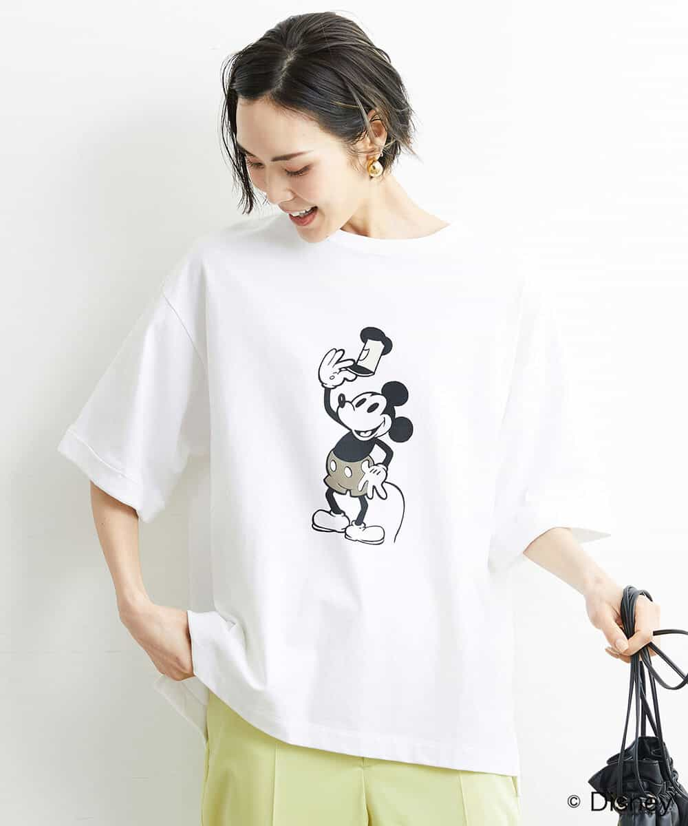 FMKGS66130 MICHEL KLEIN(ミッシェルクラン) 【DISNEY/ディズニー ミッキーマウス】オーバーサイズTシャツ（WEB限定） ホワイト(90)