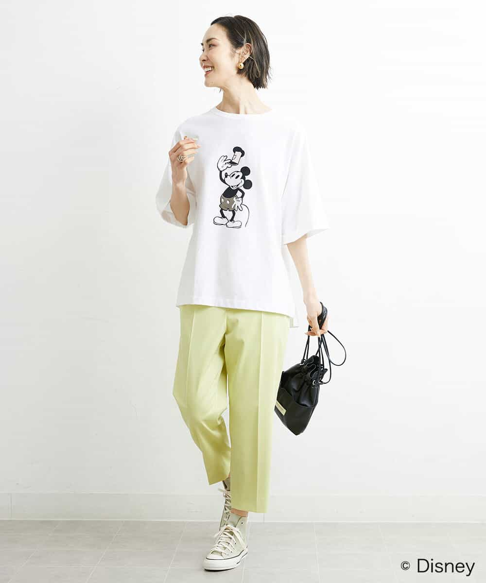 FMKGS66130 MICHEL KLEIN(ミッシェルクラン) 【DISNEY/ディズニー ミッキーマウス】オーバーサイズTシャツ（WEB限定） ホワイト(90)