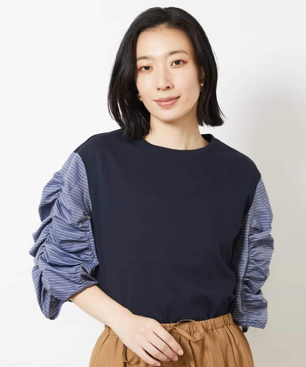FMKGV34150 MICHEL KLEIN(ミッシェルクラン) ギャザースリーブカットソー ホワイト系(90)