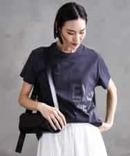FMKHA22120 MICHEL KLEIN(ミッシェルクラン) [WEB限定カラー]ラメロゴTシャツ ダークグレー