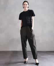 FMKHA22120 MICHEL KLEIN(ミッシェルクラン) [WEB限定カラー]ラメロゴTシャツ ブラック