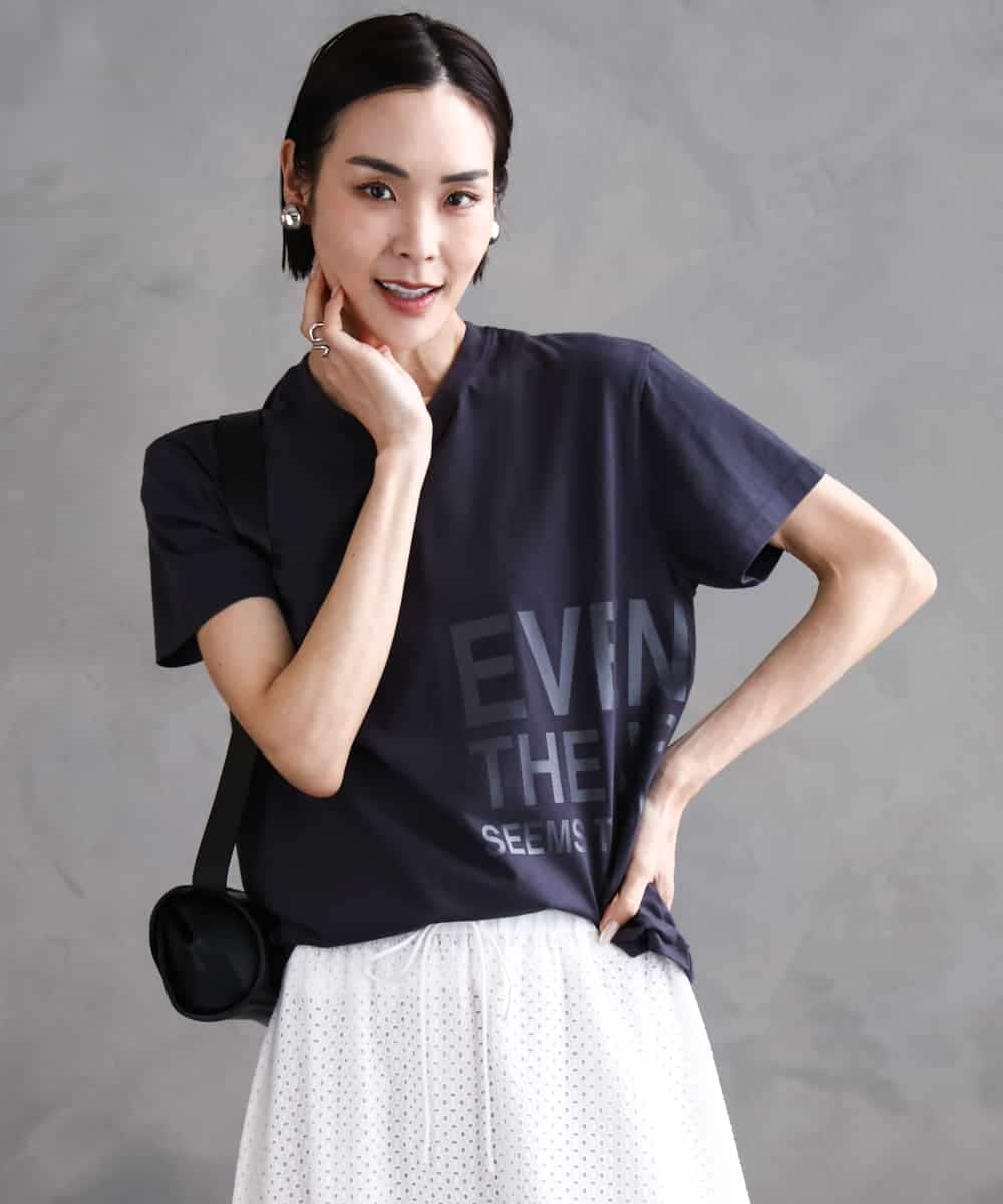 FMKHA22120 MICHEL KLEIN(ミッシェルクラン) [WEB限定カラー]ラメロゴTシャツ ブラック