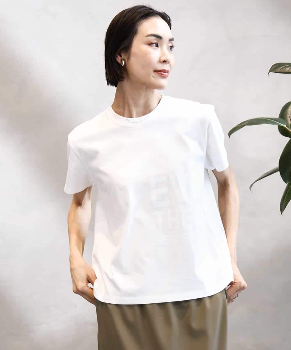 FMKHA22120 MICHEL KLEIN(ミッシェルクラン) [WEB限定カラー]ラメロゴTシャツ ブラック