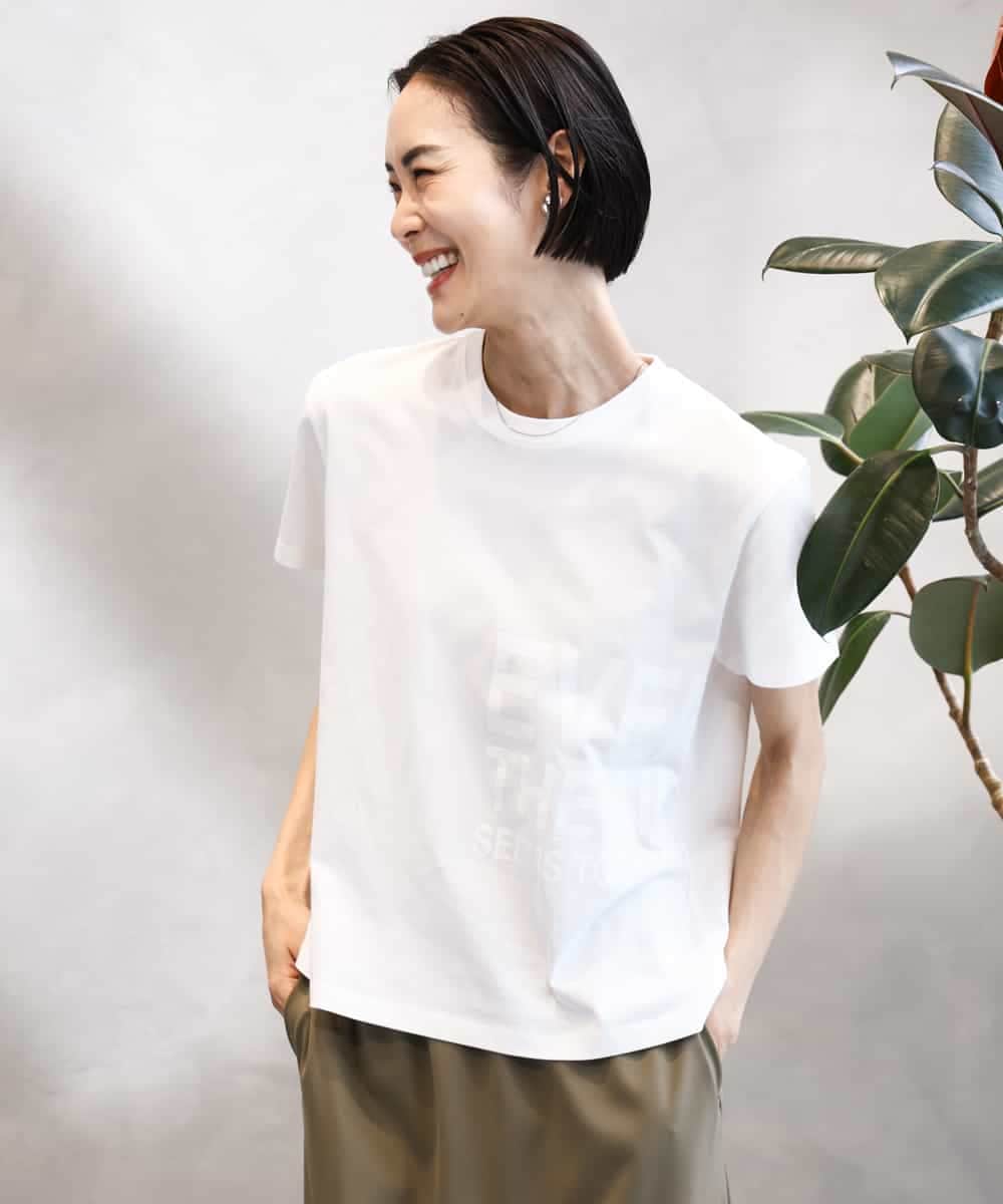 FMKHA22120 MICHEL KLEIN(ミッシェルクラン) [WEB限定カラー]ラメロゴTシャツ ブラック