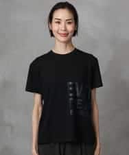 FMKHA22120 MICHEL KLEIN(ミッシェルクラン) [WEB限定カラー]ラメロゴTシャツ ブラック