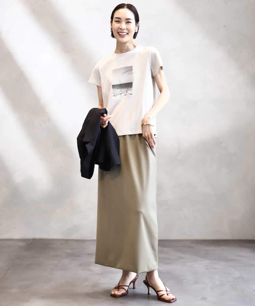 FMKHA23120 MICHEL KLEIN(ミッシェルクラン) フォトプリントTシャツ ライトグレー