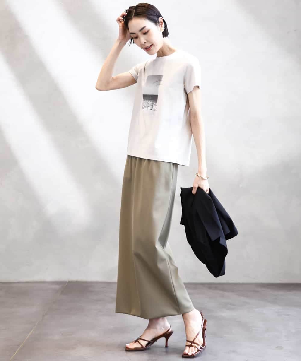 FMKHA23120 MICHEL KLEIN(ミッシェルクラン) フォトプリントTシャツ ライトグレー