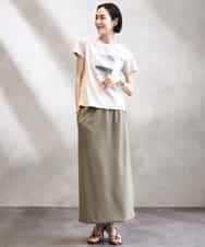 FMKHA23120 MICHEL KLEIN(ミッシェルクラン) フォトプリントTシャツ ライトグレー