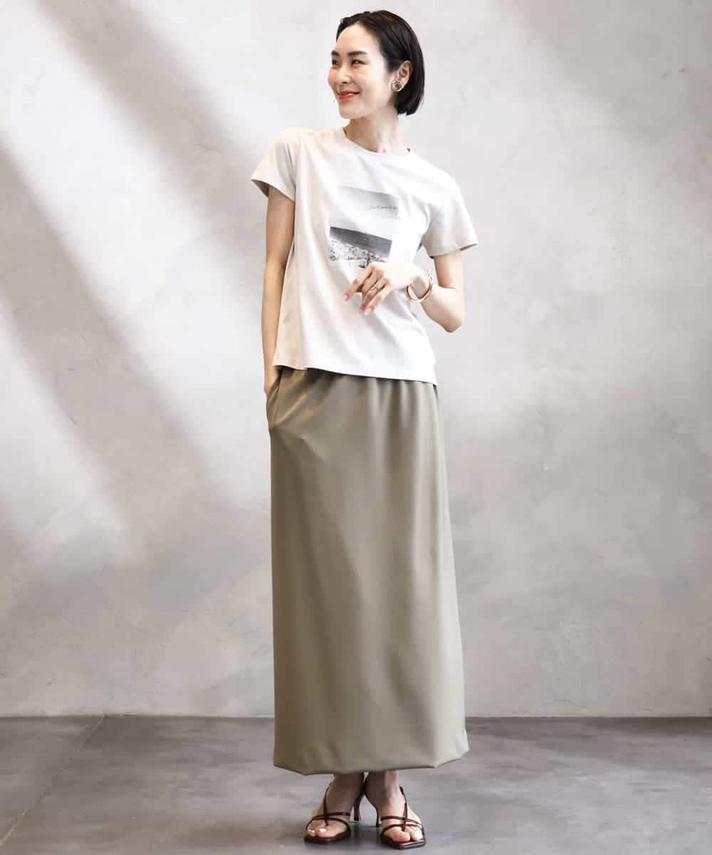 FMKHA23120 MICHEL KLEIN(ミッシェルクラン) フォトプリントTシャツ ライトグレー