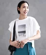 FMKHA23120 MICHEL KLEIN(ミッシェルクラン) フォトプリントTシャツ ライトグレー