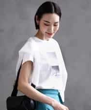 FMKHA23120 MICHEL KLEIN(ミッシェルクラン) フォトプリントTシャツ ライトグレー