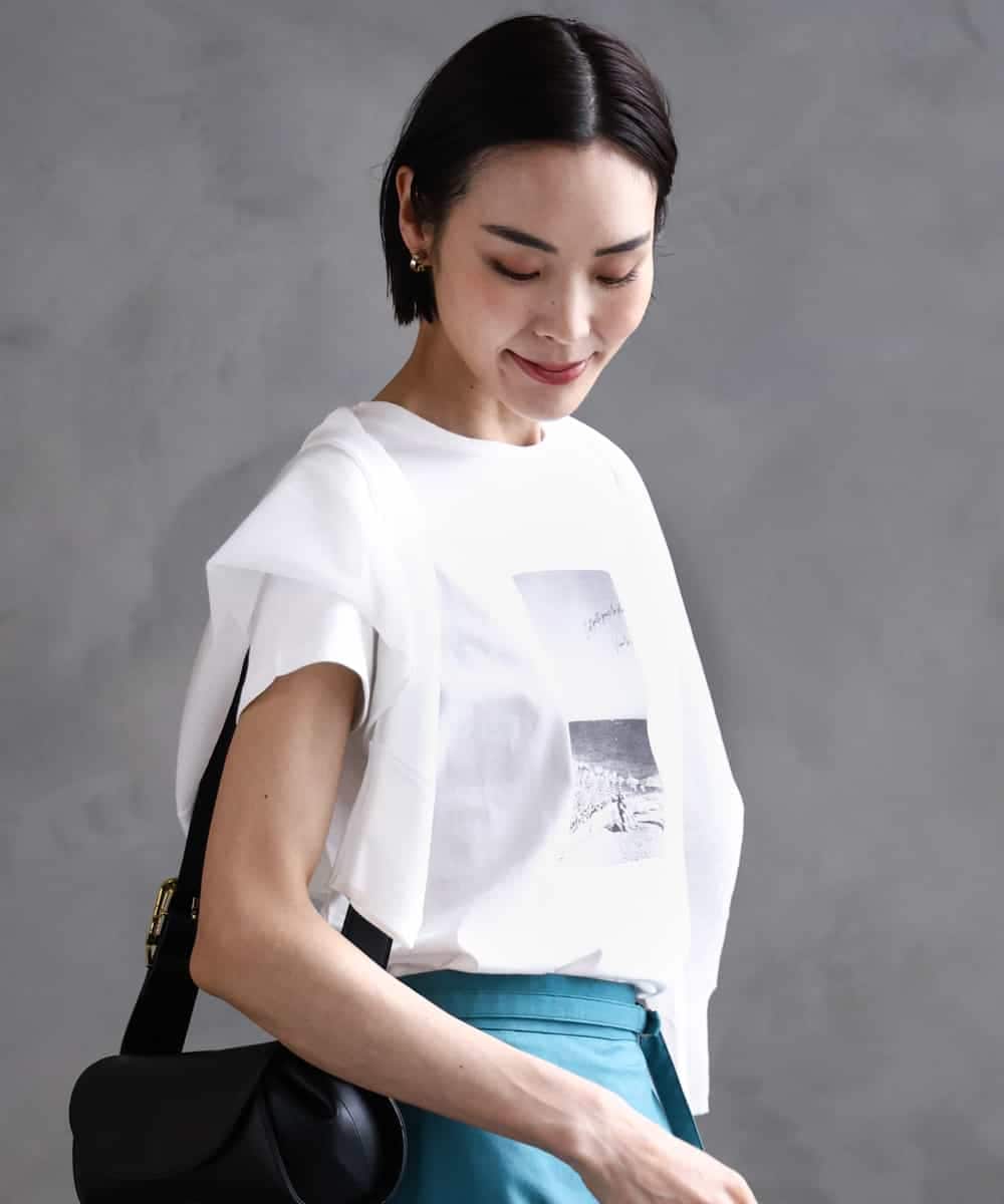 FMKHA23120 MICHEL KLEIN(ミッシェルクラン) フォトプリントTシャツ ライトグレー