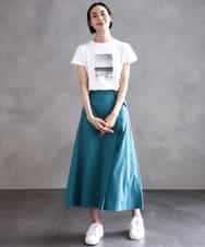 FMKHA23120 MICHEL KLEIN(ミッシェルクラン) フォトプリントTシャツ ライトグレー