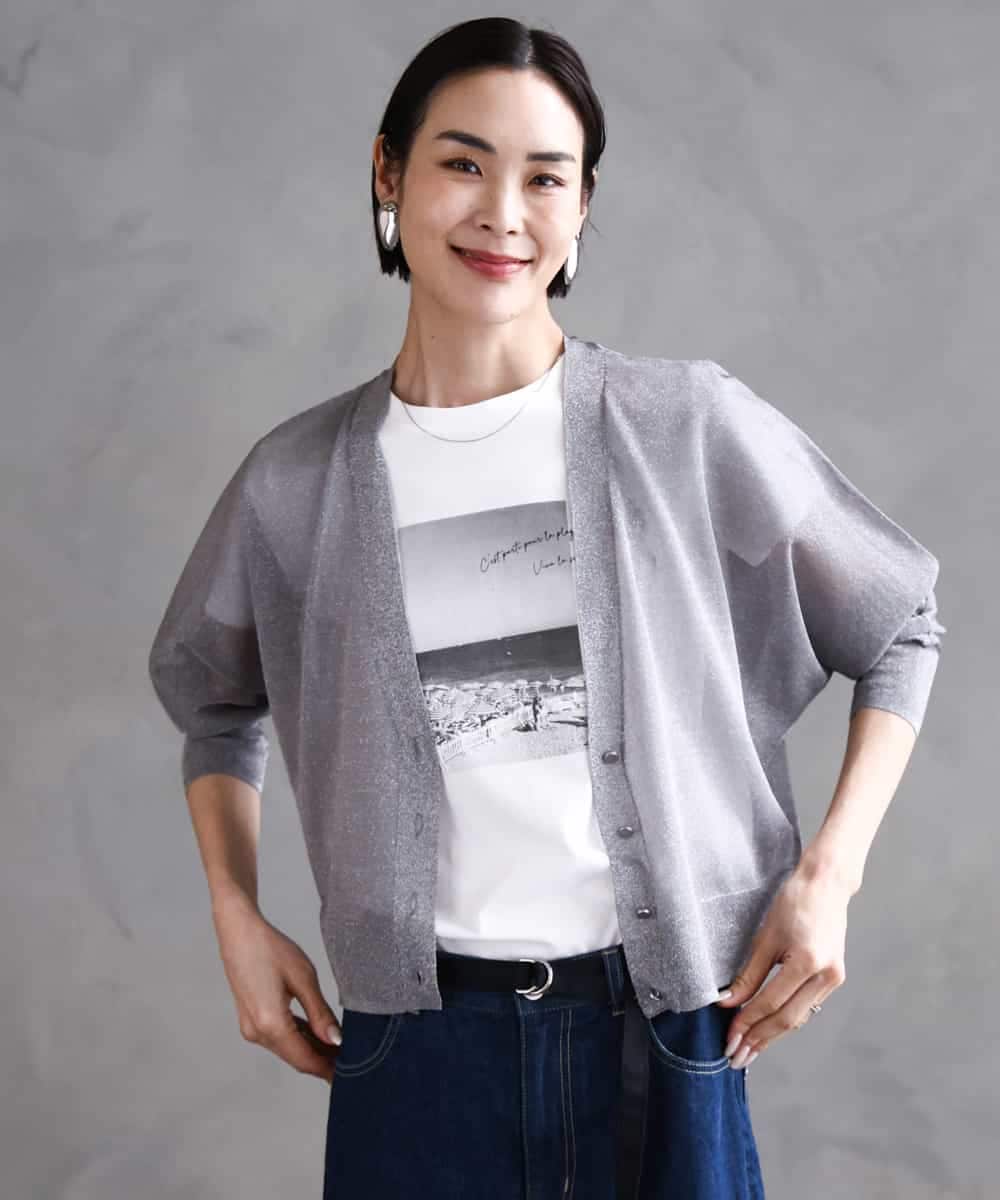 FMKHA23120 MICHEL KLEIN(ミッシェルクラン) フォトプリントTシャツ ライトグレー