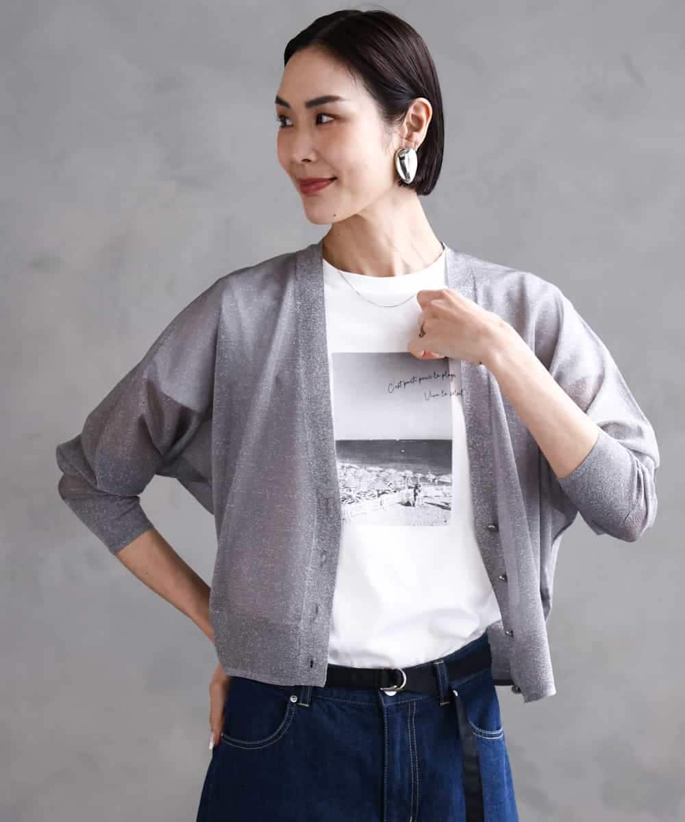 FMKHA23120 MICHEL KLEIN(ミッシェルクラン) フォトプリントTシャツ ライトグレー