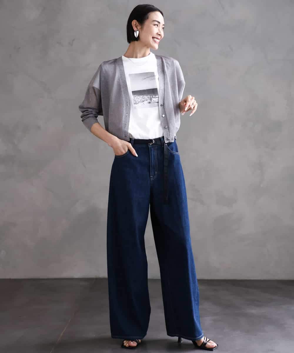FMKHA23120 MICHEL KLEIN(ミッシェルクラン) フォトプリントTシャツ ライトグレー