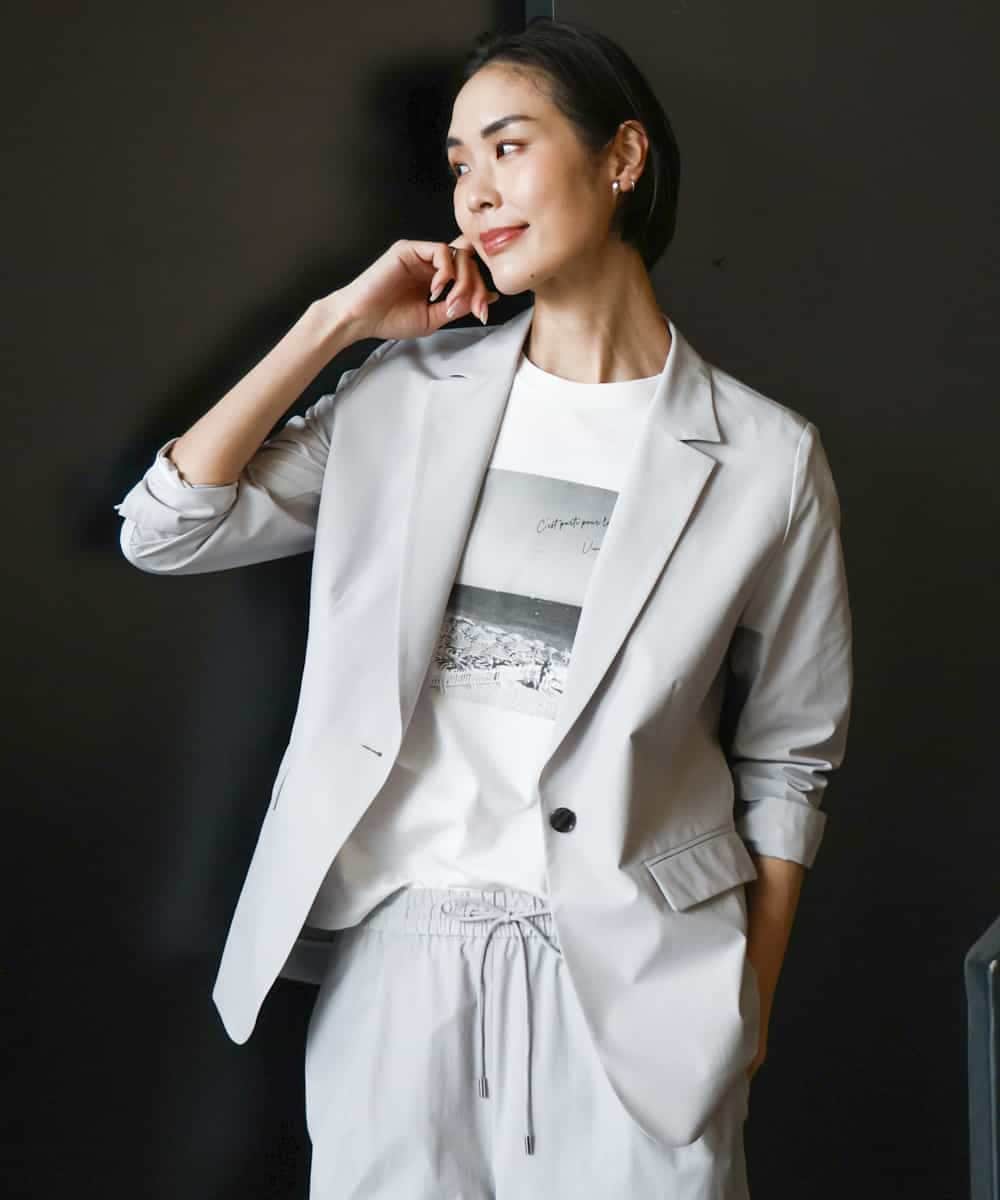 FMKHA23120 MICHEL KLEIN(ミッシェルクラン) フォトプリントTシャツ ライトグレー