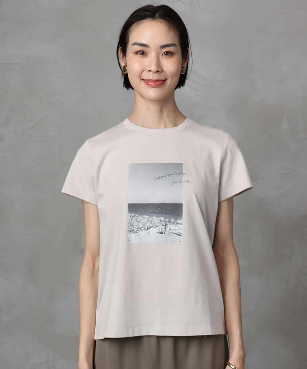 FMKHA23120 MICHEL KLEIN(ミッシェルクラン) フォトプリントTシャツ ライトグレー
