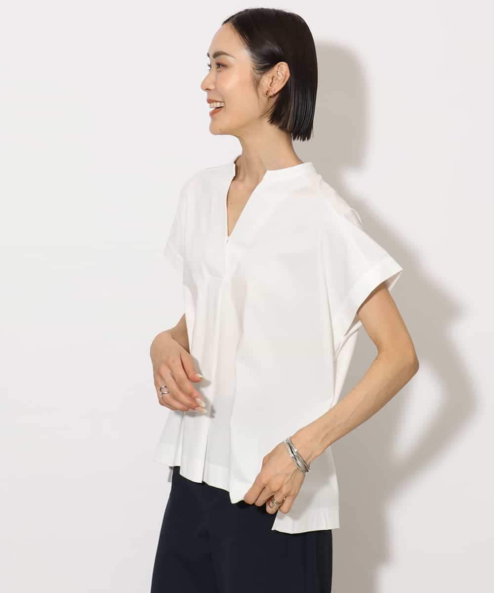 FMKHA26160 MICHEL KLEIN(ミッシェルクラン) キーネックカットソー ティールブルー